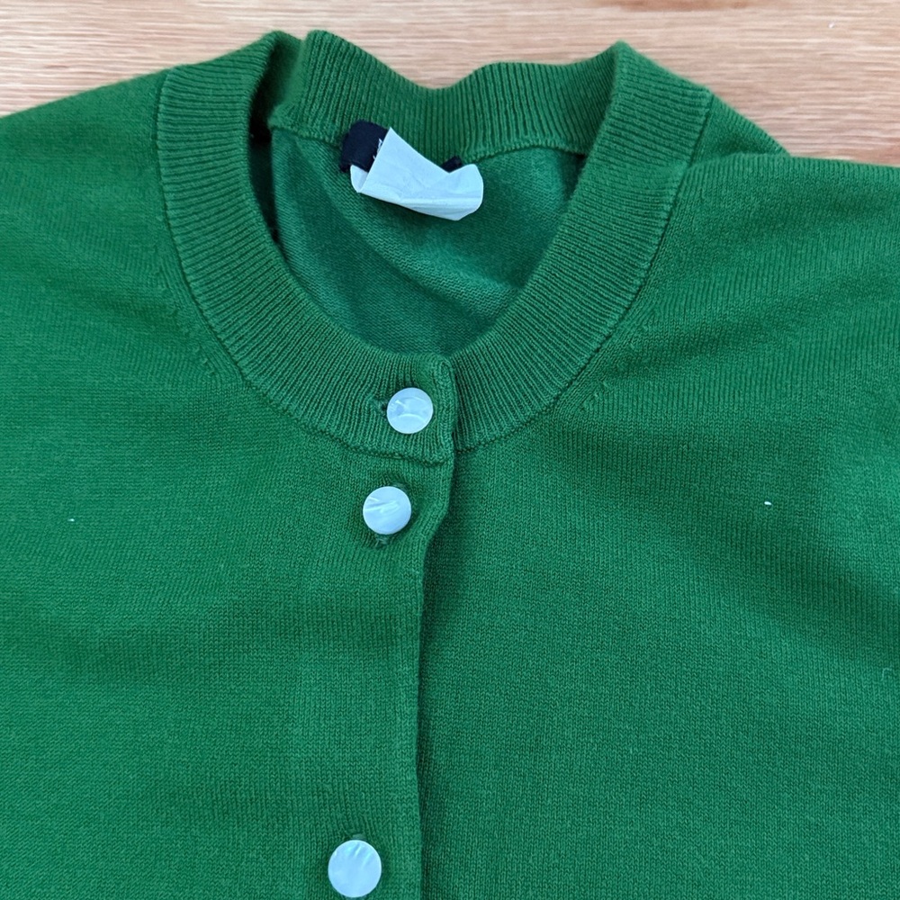 J. Crew Vibrant Green Cardigan, 3/4 sleeve, light weight - Picture 5 of 6